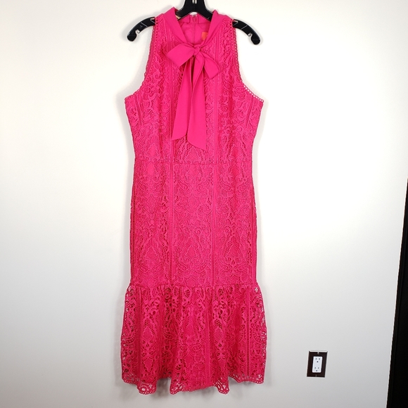 Monique Lhuillier Lace Midi Dress Size 16 - Picture 2 of 7